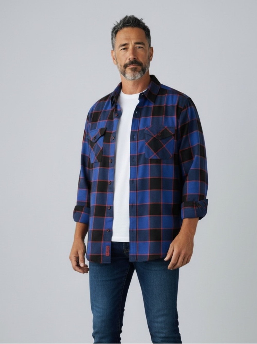 DIXXON Flannel Voohees Men's Large Plaid Button-Down Flannel Shirt
